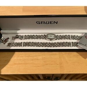 Gruen Women's Silver Crystal Bracelet Watch